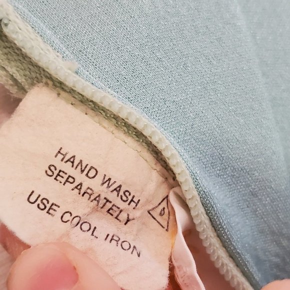 Vintage 70s Womens Sz Medium Mint Green Long Sleeve‎ Maxi Hostess Dress V-neck - Picture 12 of 12